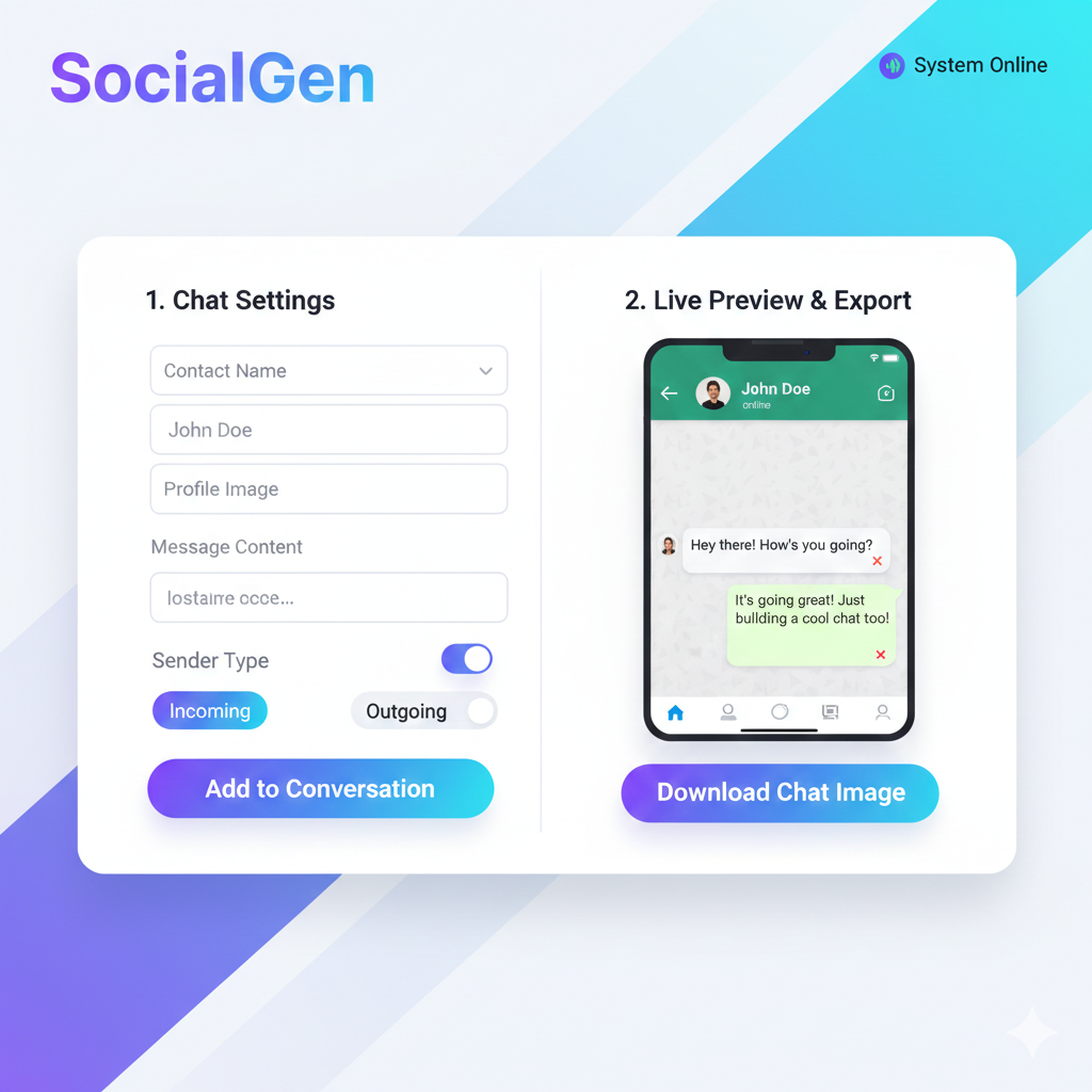 Create Fake Chat Screenshot Online | WhatsApp / Messenger