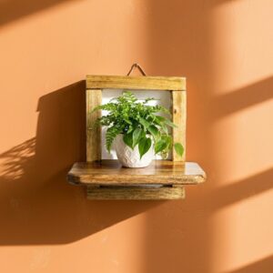 solid wood wall planter shelf