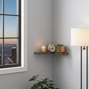 sheesham wood l shape floating bathroom shelf