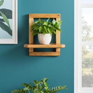 solid wood wall planter shelf