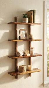 solid sheesham wood vertical wall shelf