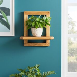 solid wood wall planter shelf