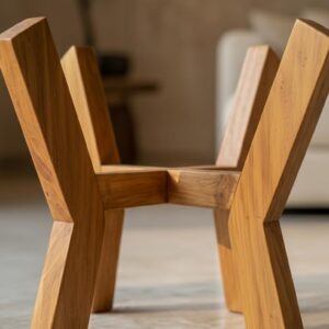 artisanal geometric outdoor wooden plant stand