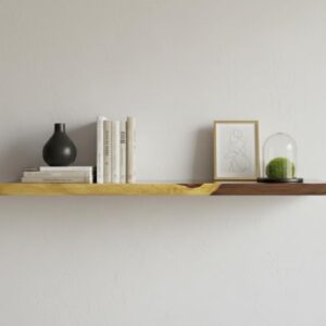 sheesham floating shelf – curved wave epoxy wall mount display