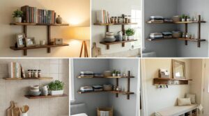 solid sheesham wood vertical wall shelf