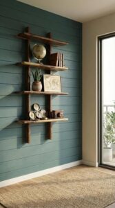 solid sheesham wood vertical wall shelf