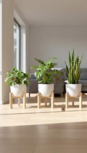 solid wood plant pot stand set of 3